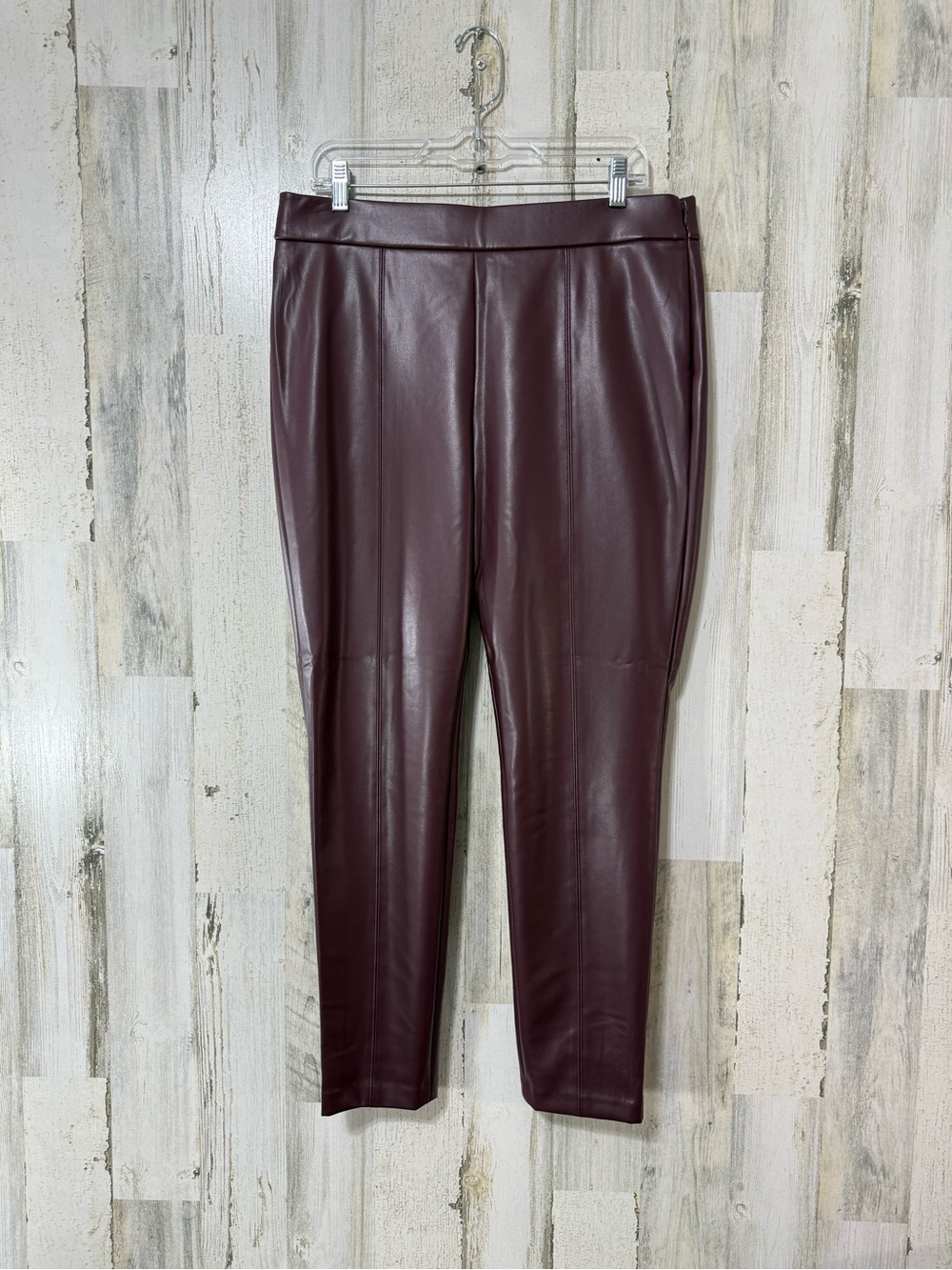 Talbots Faux Leather Skinny Pants in Deep Burgundy
